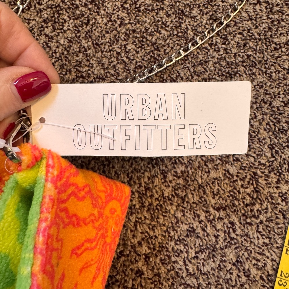 Urban Outfitters Women's Chain Strap Clutch/Shoulder/Crossbody Orange Green Bag - Picture 8 of 8